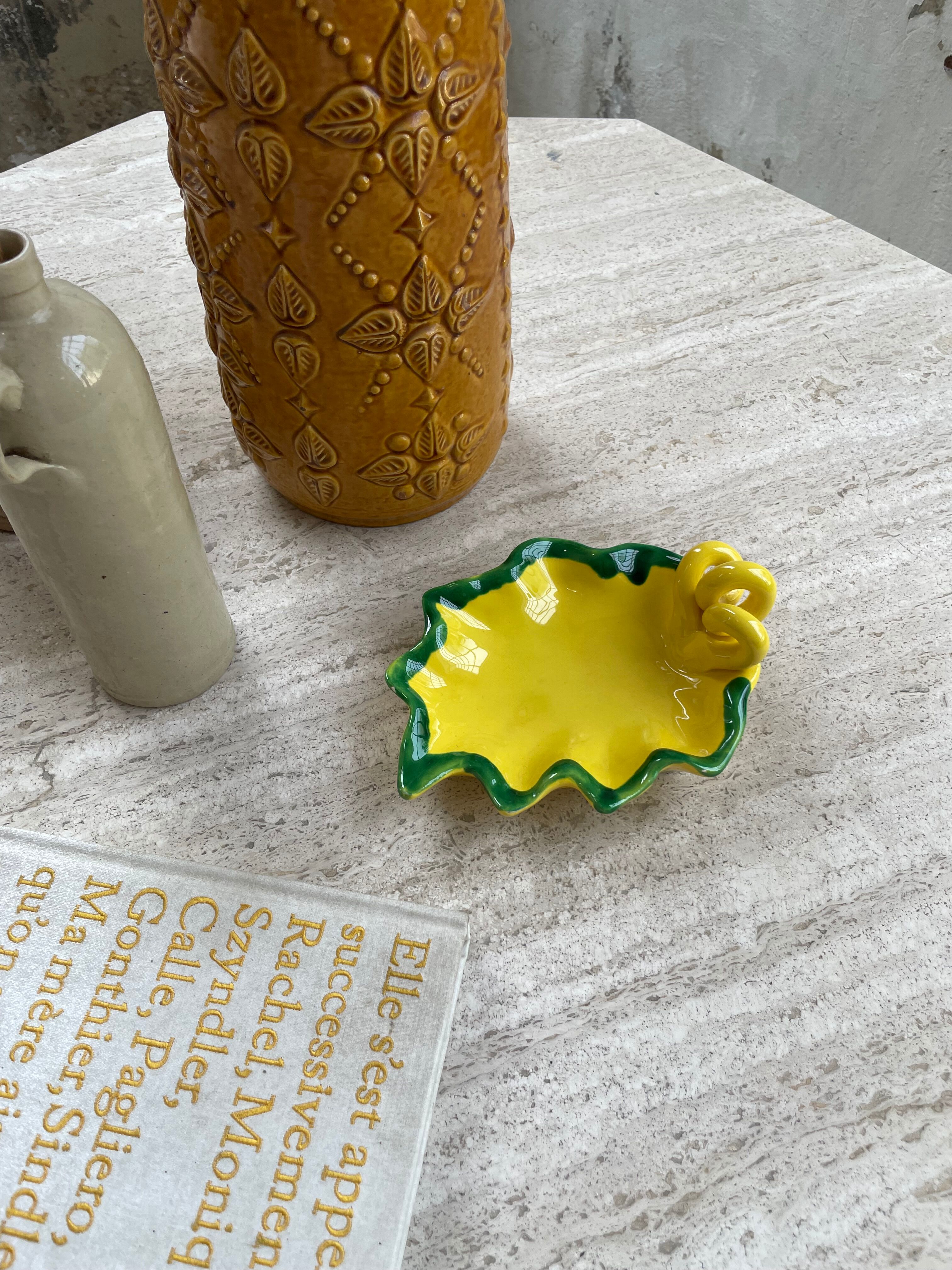 Ceramic yellow vallauris dish