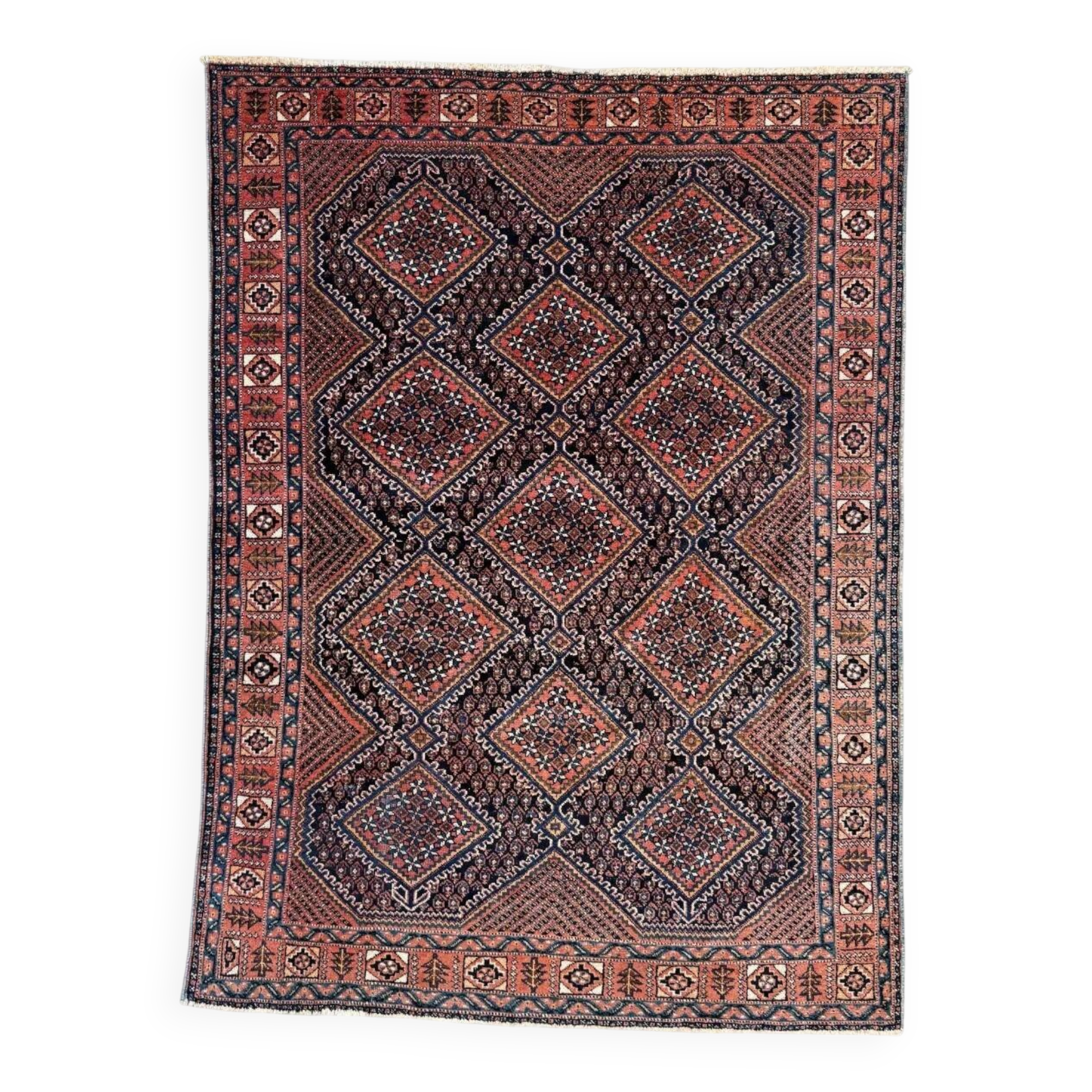 Vintage Kamseh rug 147x203 cm, medium, tribal oriental carpet 2542