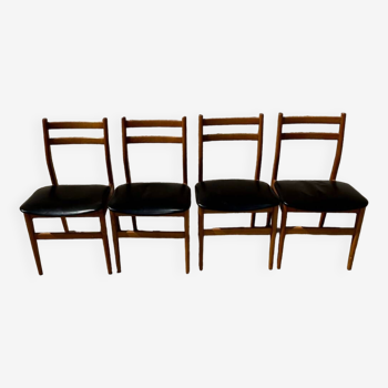Série de 4 chaises en teck style scandinave