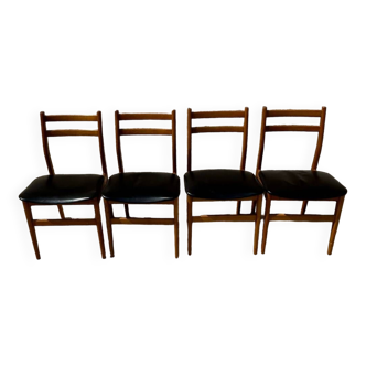 Série de 4 chaises en teck style scandinave