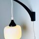 Set Of Single-Arm Wall Lamps In Teak And Opaline Glass By Uno & Östen Kristiansson For Luxus, Sweden 1960S