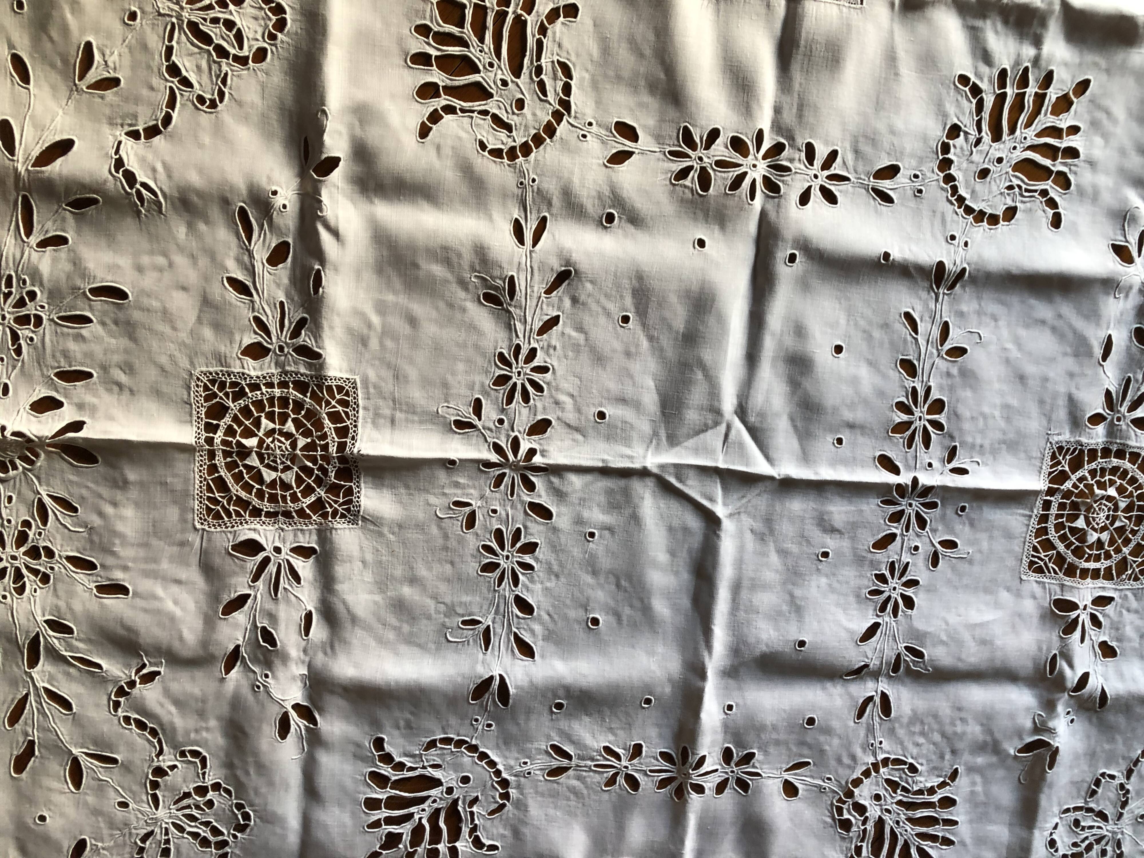 Embroidered linen tablecloth