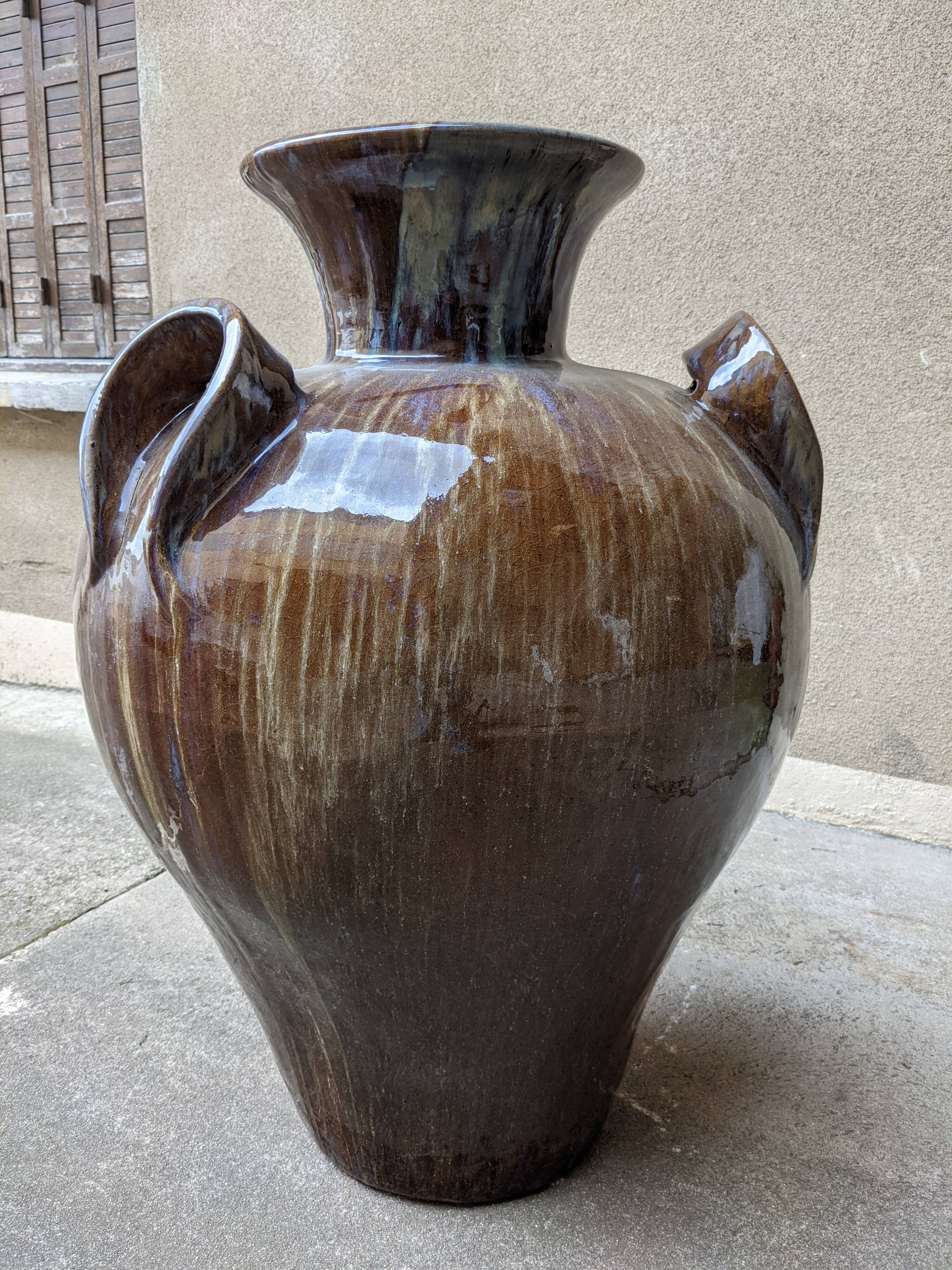 XXL jar or vase in late 19th century enamelled stoneware