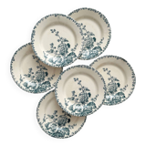 6 flat ironstone plates “Hollyhock” Gien