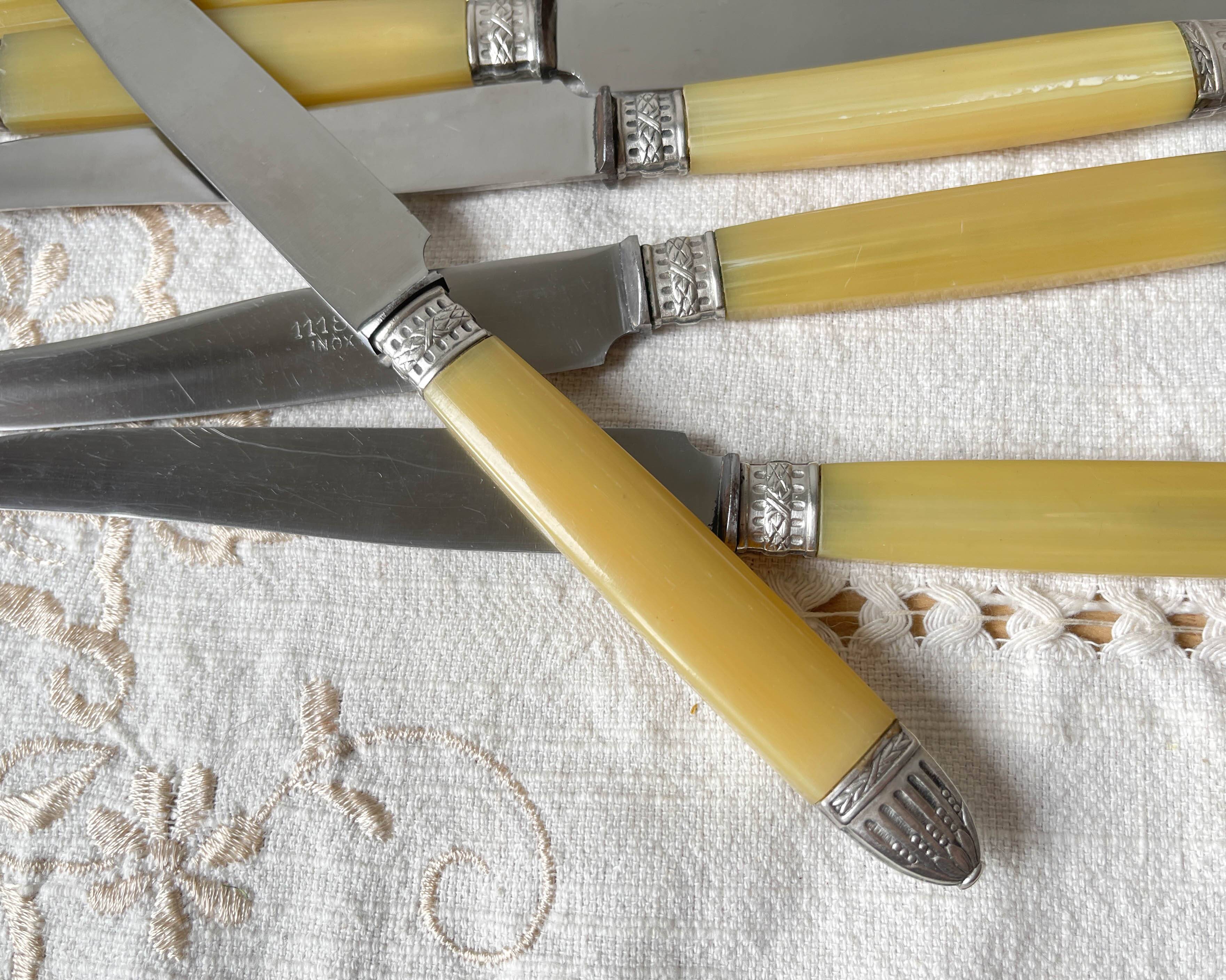 12 couteaux vintage bakélite Inox Pradel