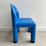 Blue plastic space age kids chair, bold italian design