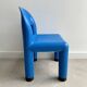 Blue plastic space age kids chair, bold italian design