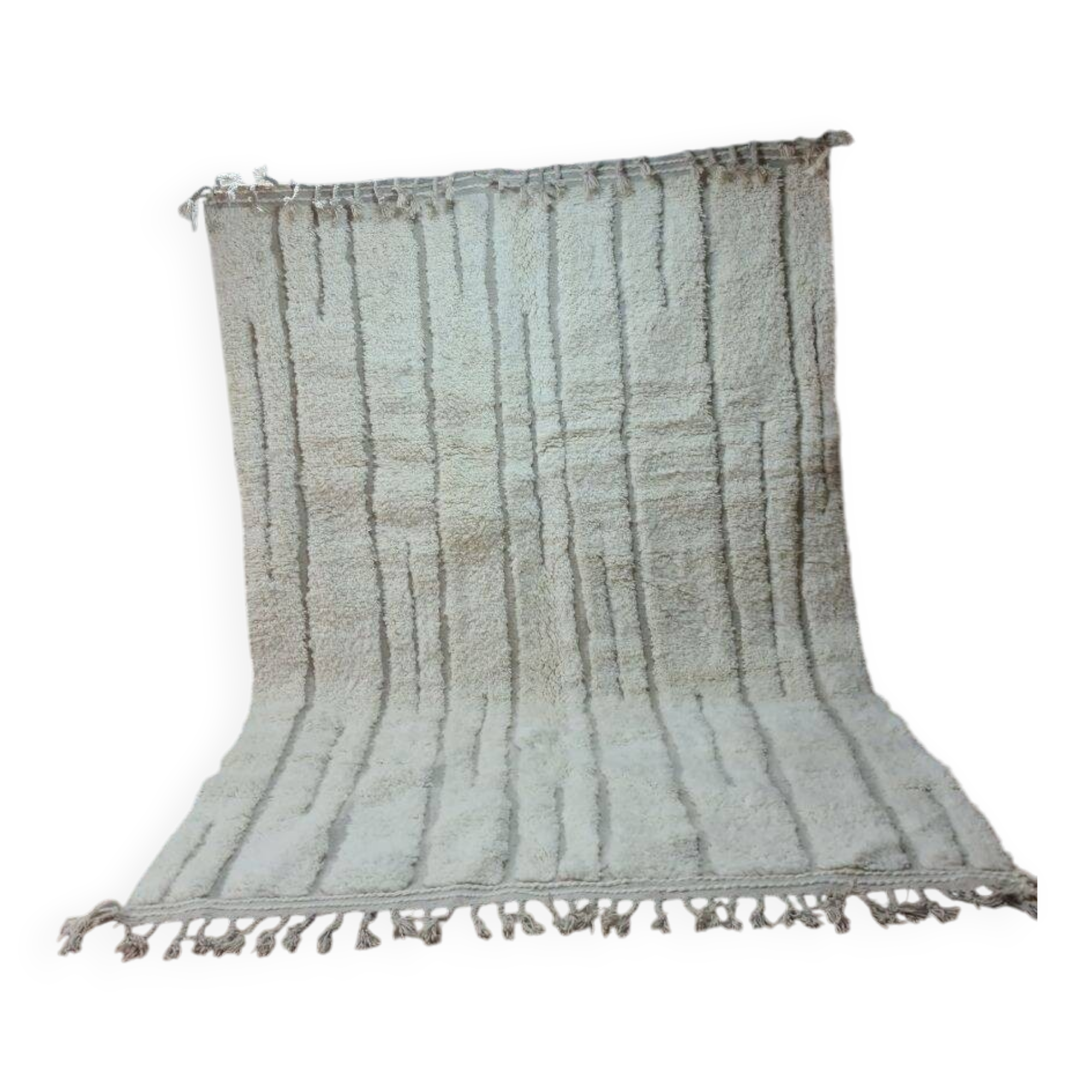 Beni Ouaren Modern White Rug with Vertical Stripes 300x200 cm