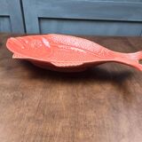 Large vintage fish platter Surtis Portugal in coral earthenware.