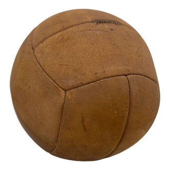 Vintage brown leather medicine ball, 1930's