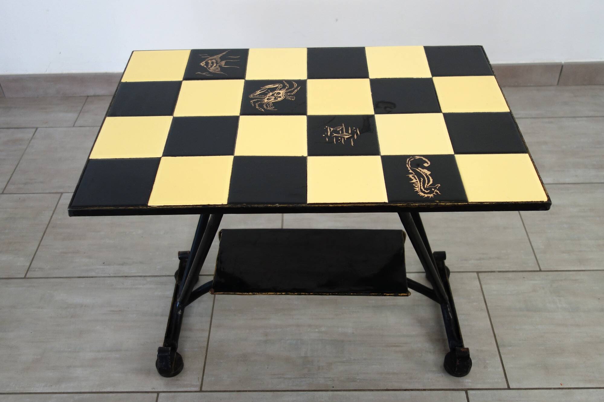 Vintage metal and ceramic side table from the 1950s/60s