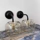 Pair of vintage smoked glass wall lights