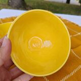 Pair of brown/yellow ribbed bowls - Digoin & Sarreguemines