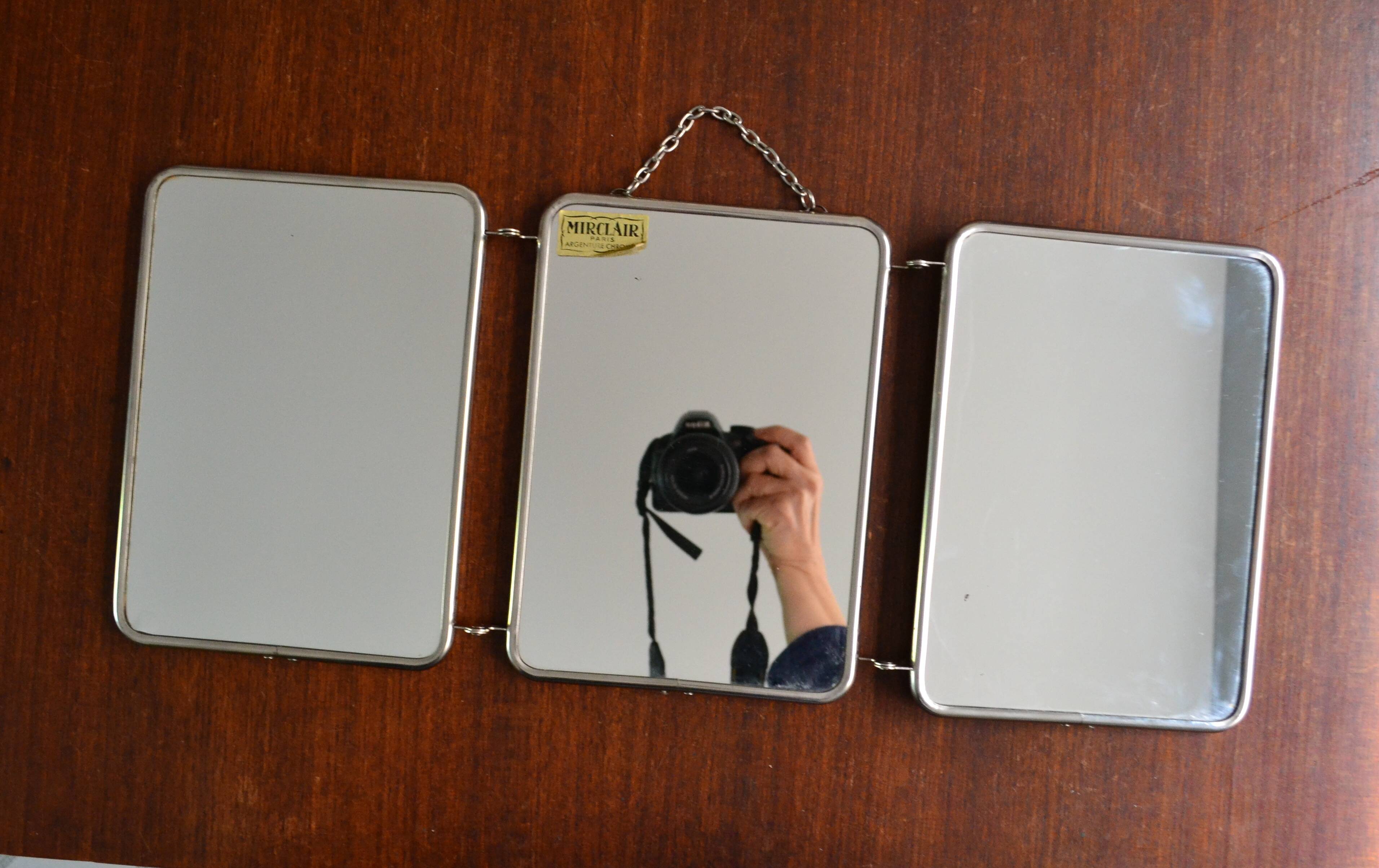 Miroir de barbier triptyque années 50/60