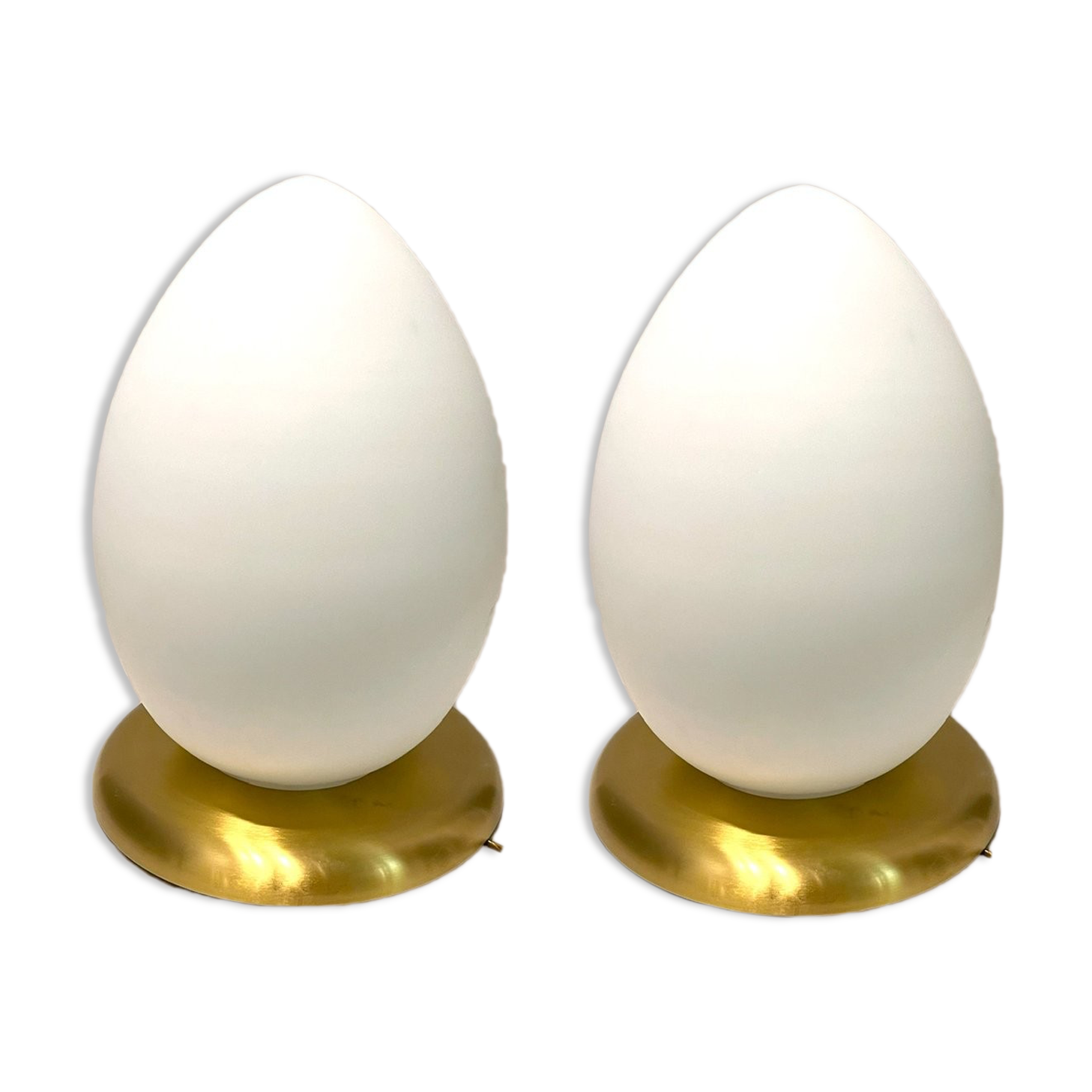 Opaline glass egg table lamps, set of 2