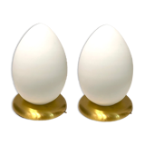 Lampes de table à oeufs en verre opalin, jeu de 2