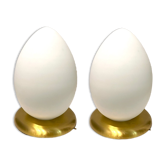 Lampes de table à oeufs en verre opalin, jeu de 2
