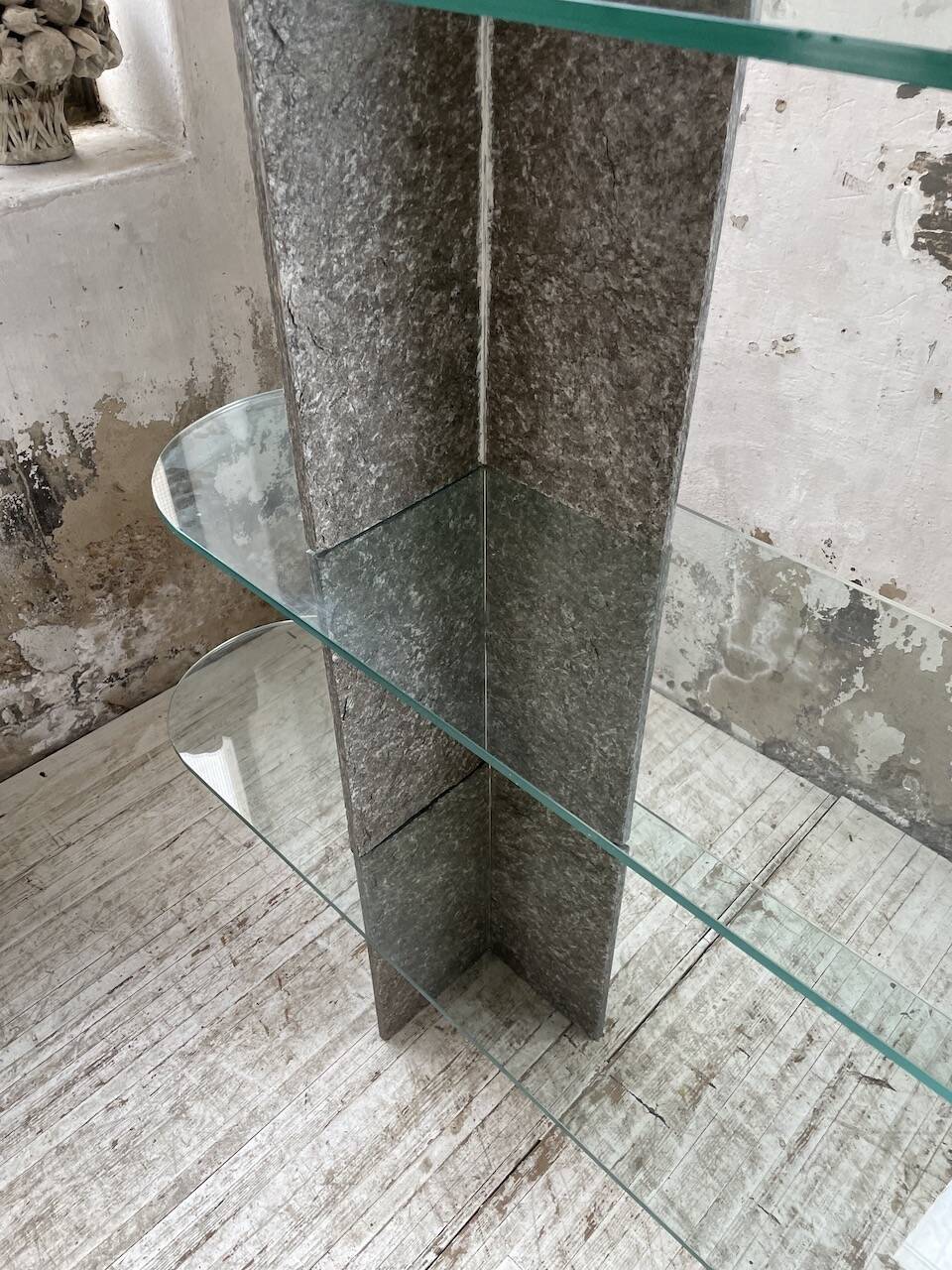 Roche Bobois stone and glass sculpture shelf 1970s