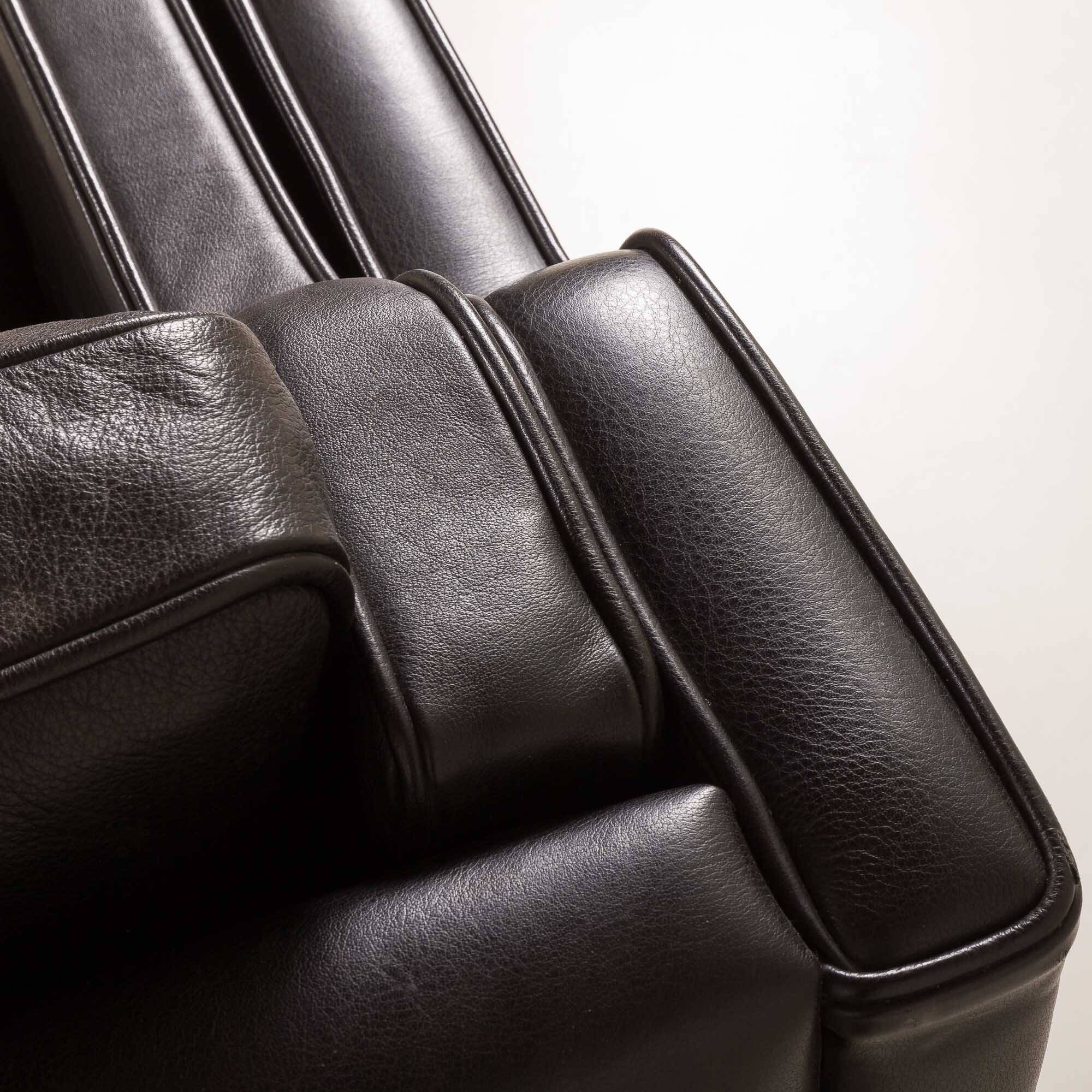 Stouby black leather sofa, Denmark 1970s