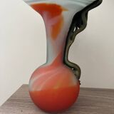 Copper and blown glass vase