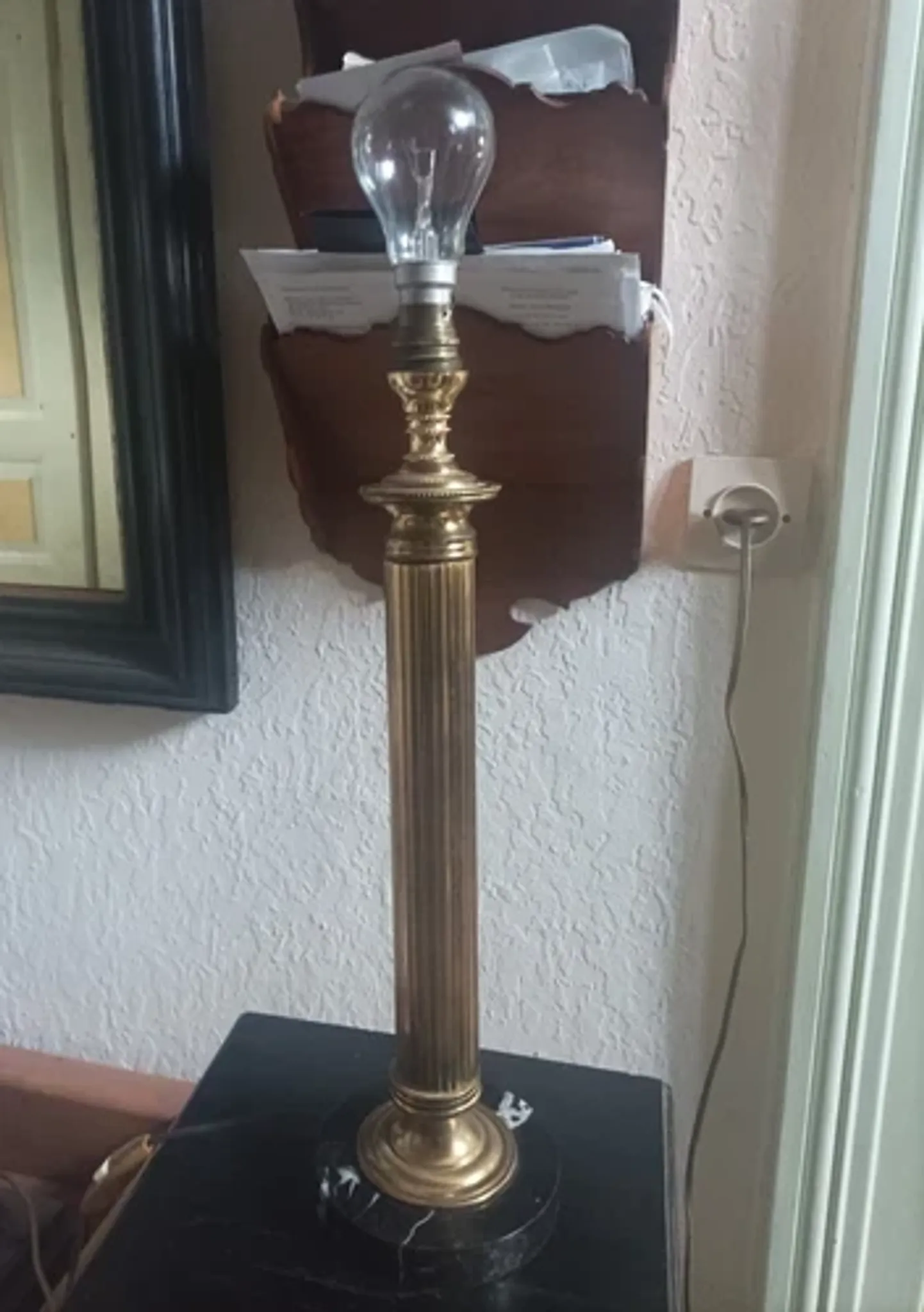 Lamp base in brass and marble - 1970s/1980s