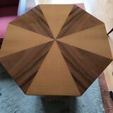 Postmodern octagonal gueridon in sycamore and rosewood, 1980–1990