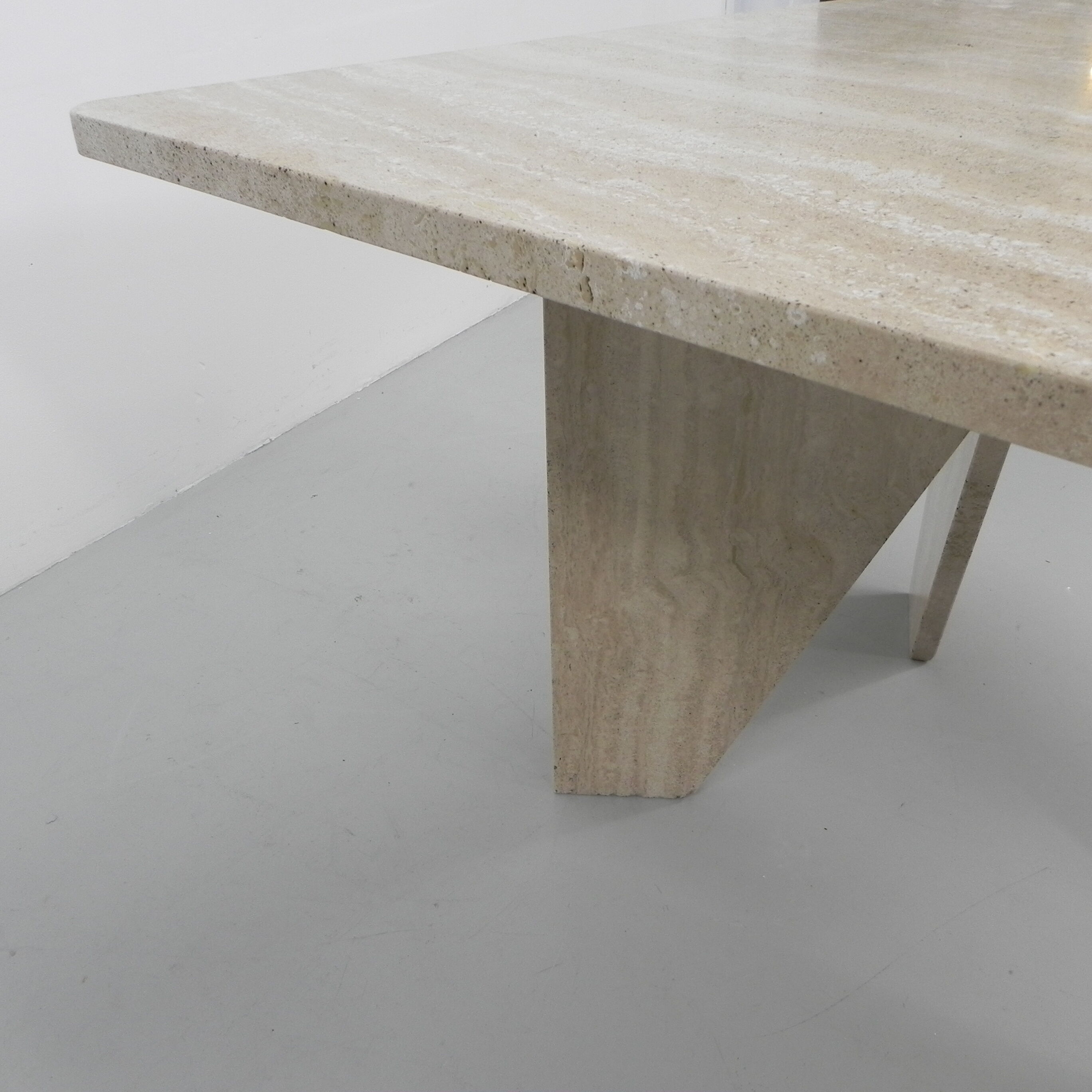 Travertine dining table, 130 x 129 cm
