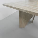 Travertine dining table, 130 x 129 cm
