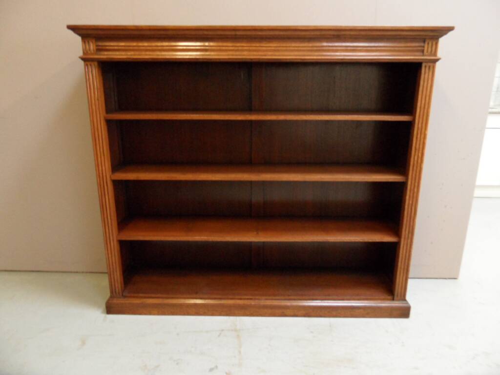Antique oak open bookcase