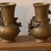 Pair of slip vases, ceramic with golden patina, signed Édouard Gilles.