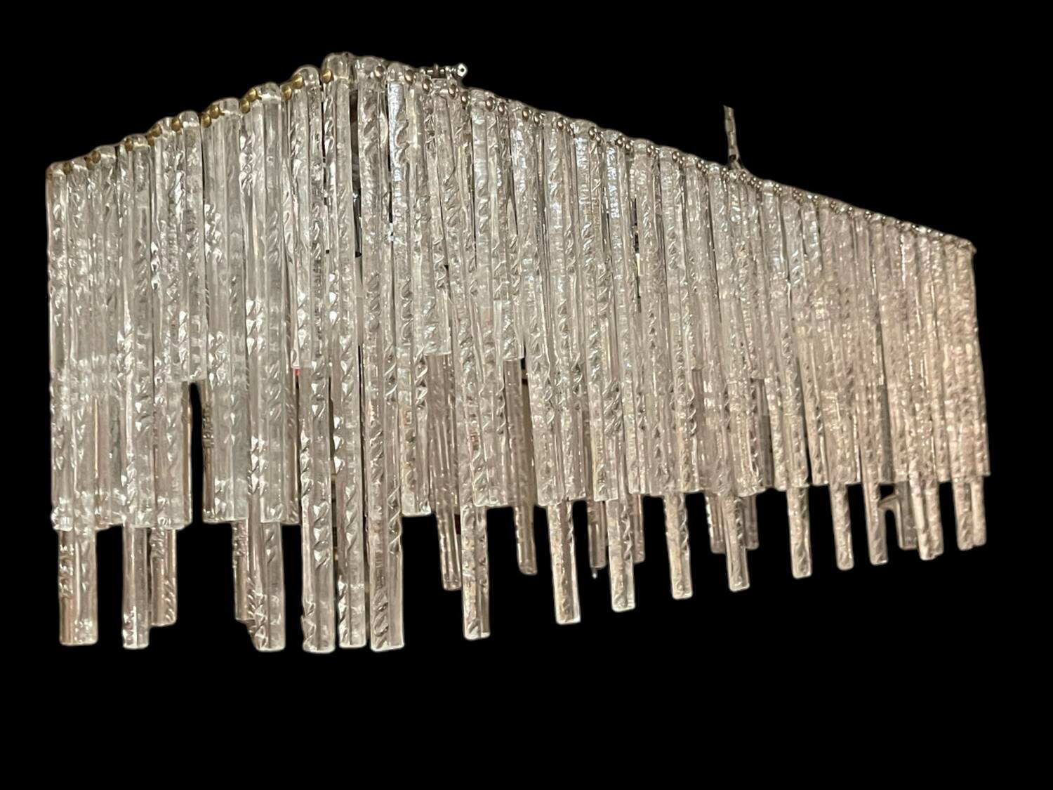 Large Rectangular Murano Glass Rod Chandelier 1980’s