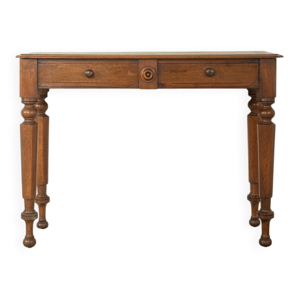 Table console antique avec surface d'écriture en cuir fin