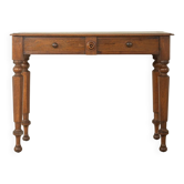 Table console antique avec surface d'écriture en cuir fin