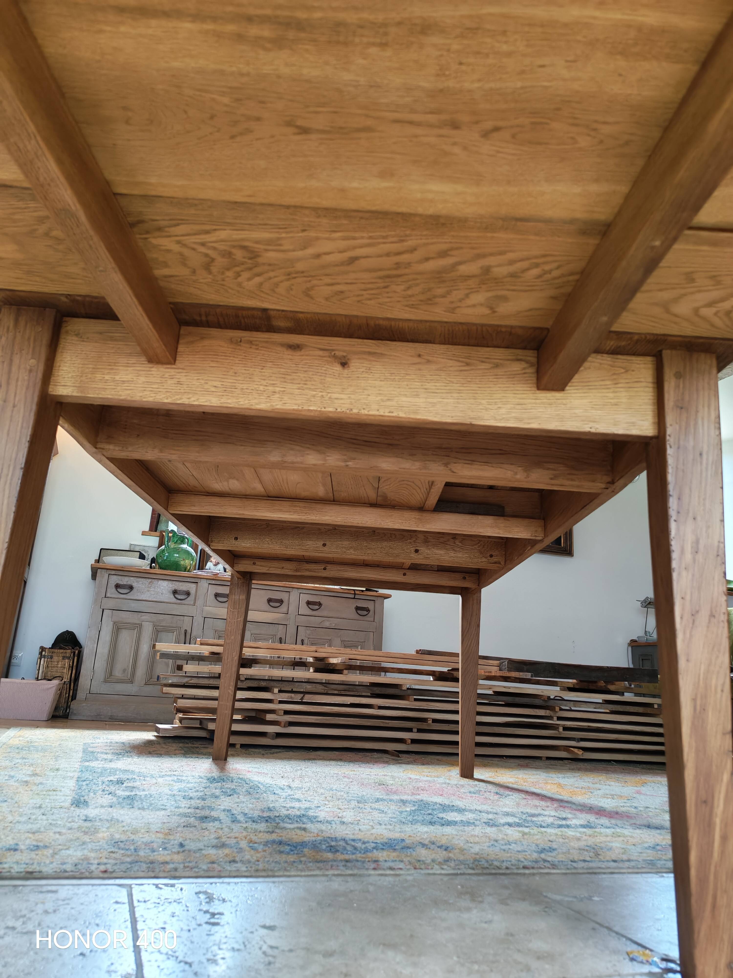 Table de ferme en chêne massif 200x100 avec sa rallonge de 60x100