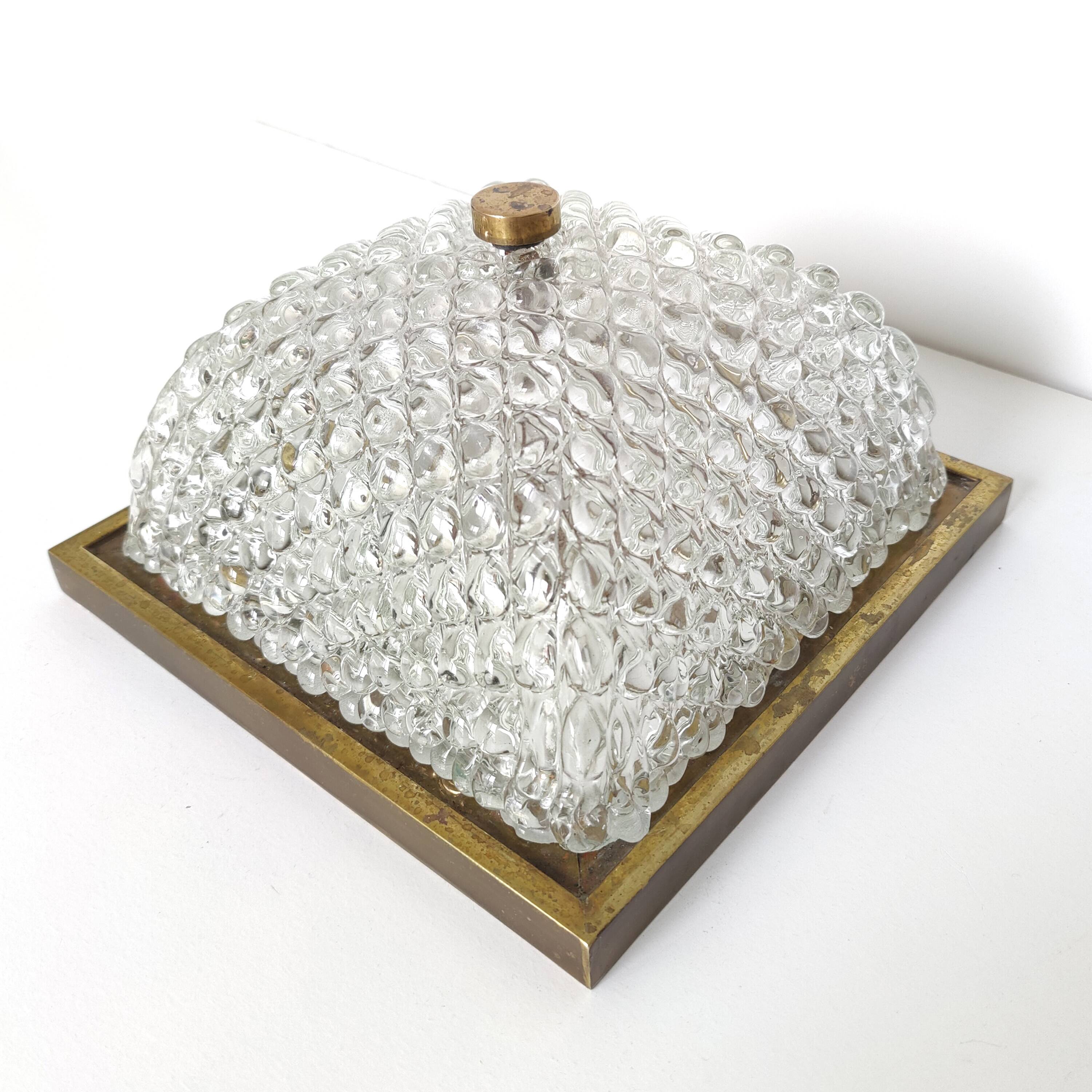 Golden globe ceiling light, bubble glass and brass