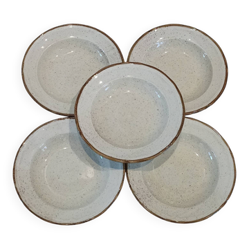 Set of 5 vintage speckled ceramic plates –