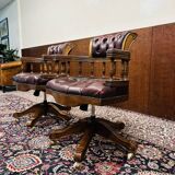 Set English Chesterfield Captain Chairs red Office chair