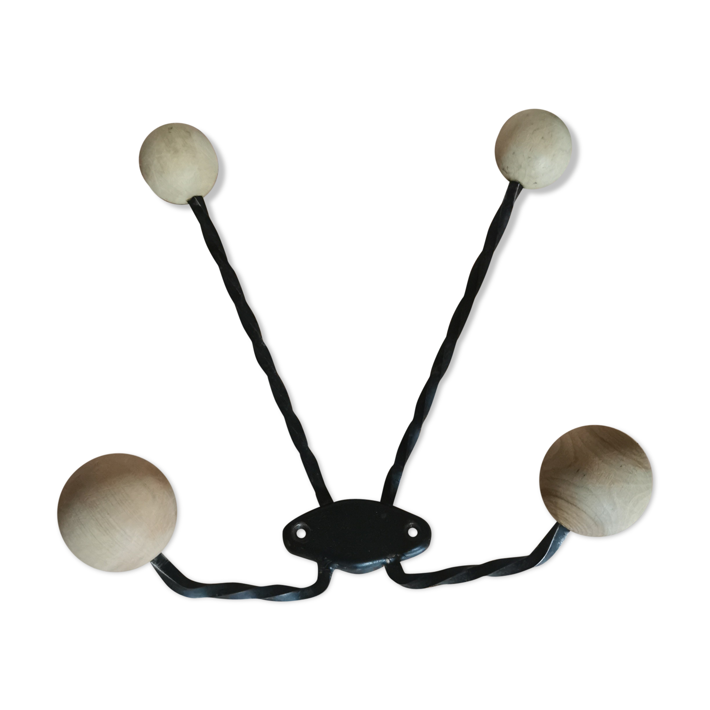 Wooden and iron wall coat holder