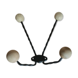 Wooden and iron wall coat holder