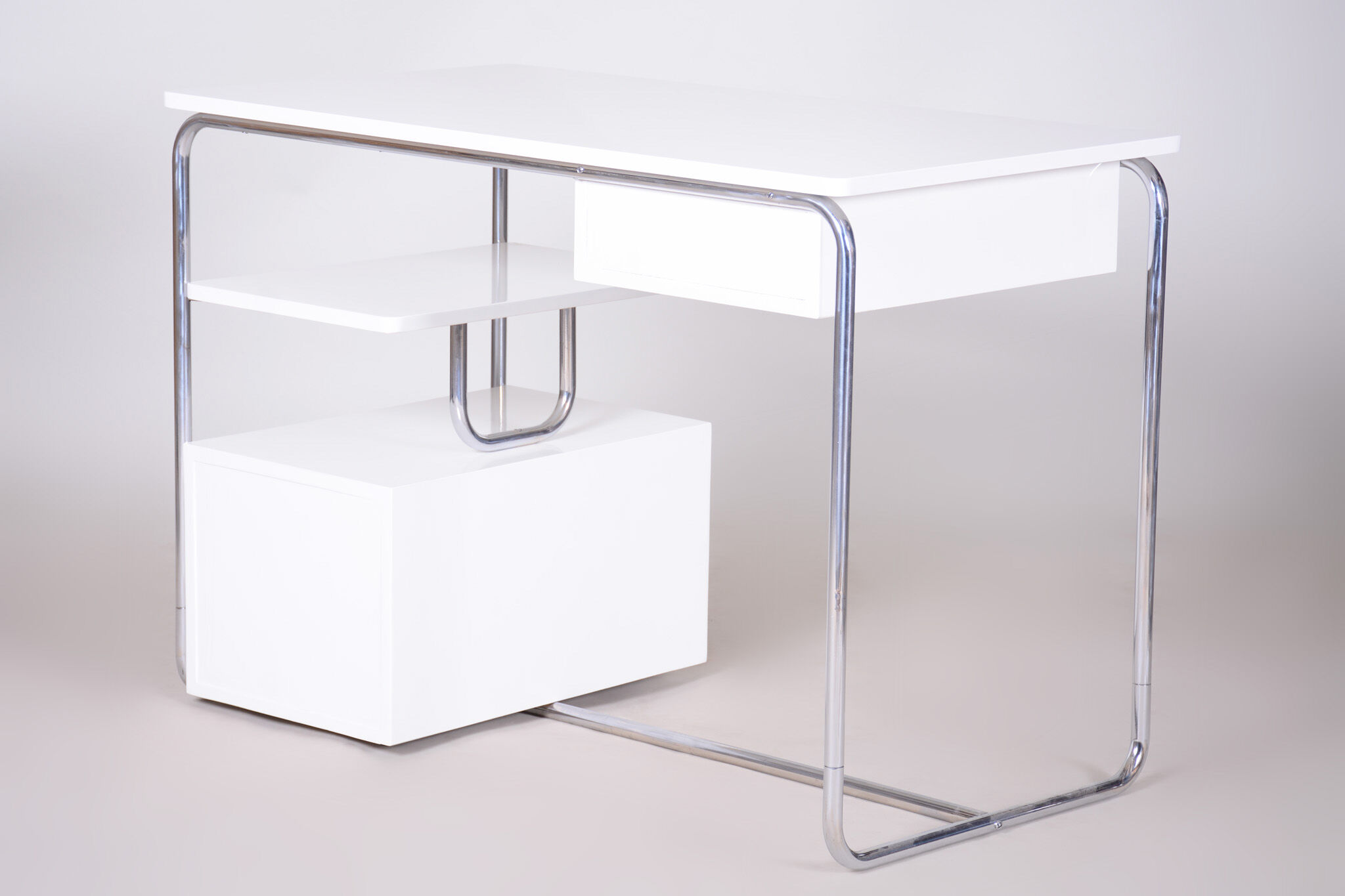 White Bauhaus writing desk made in 1930s Germany - Restored