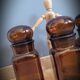 Trio bottles brown round cap