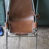 Leather and metal arch chairs