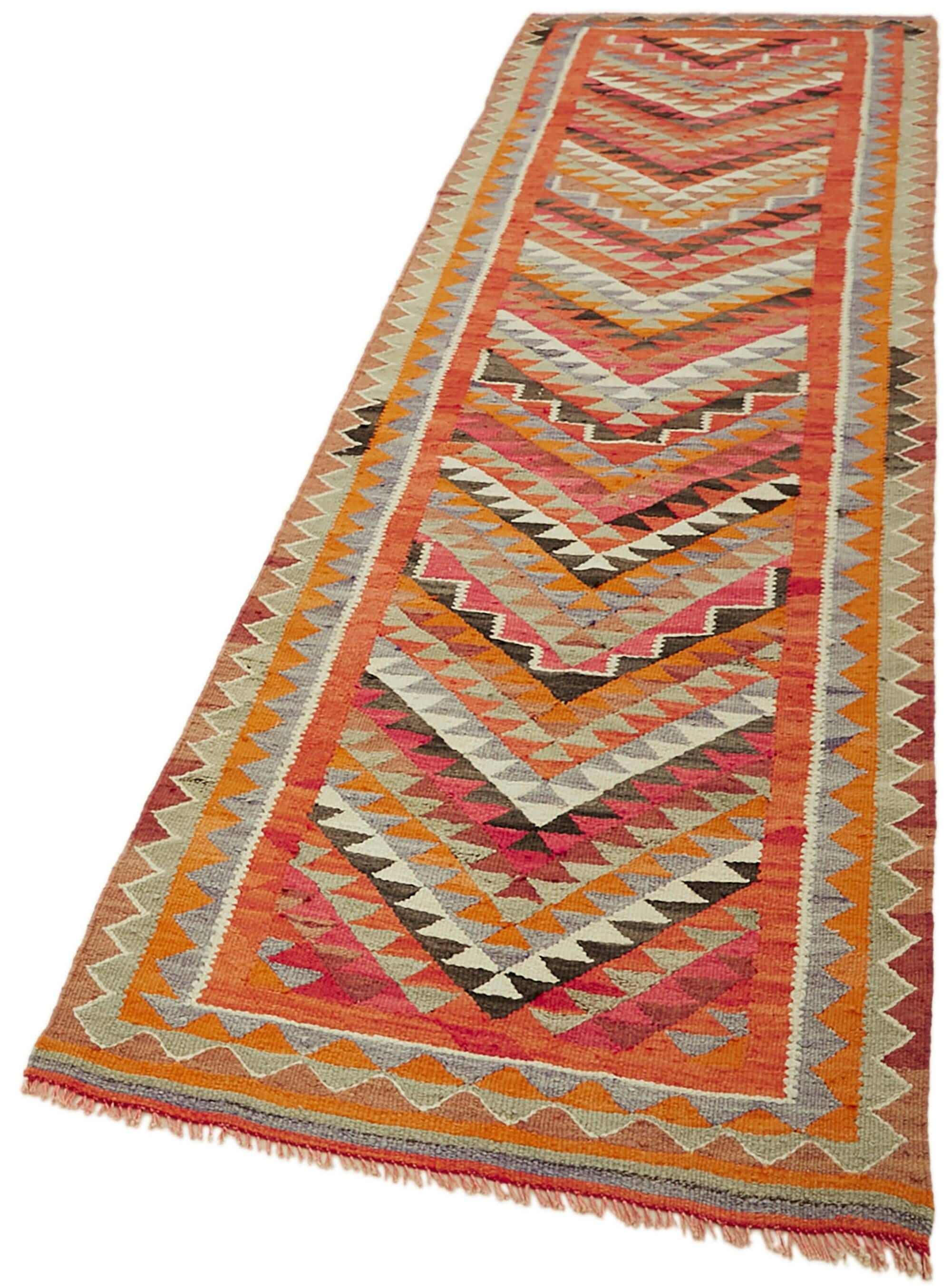 Turkish Handwoven Vintage Herki Kilim 92 cm x 320 cm