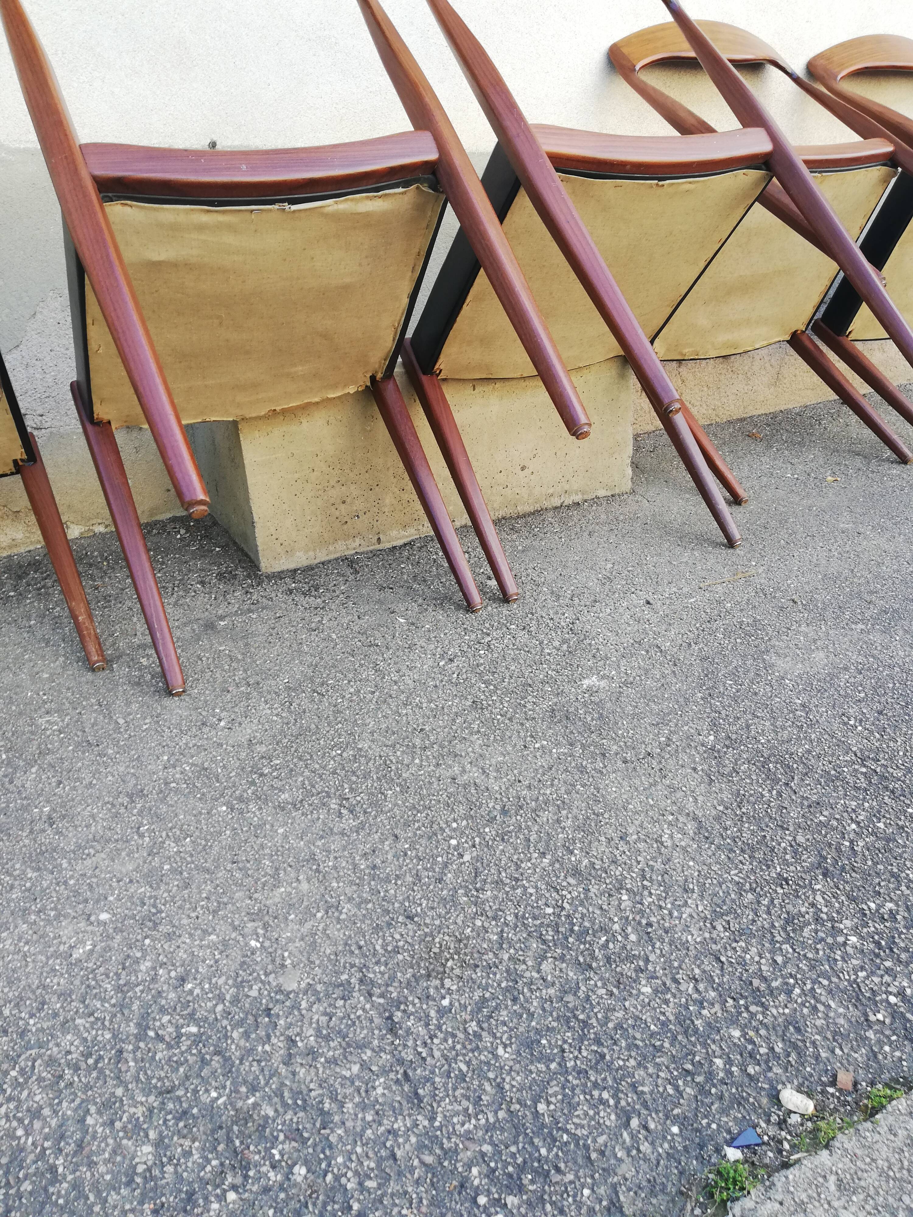 6 chaises scandinaves en skai noir