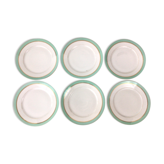 6 assiettes plates en porcelaine de Paris