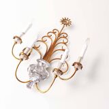 Monumental Bagues style crystal and gilt central sconce by Banci Firenze
