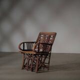 Handcrafted rattan and palm armchair, circa 1950