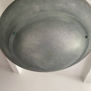 Large vintage lustra suspension light fixture large translucent green basin - SCE made in France