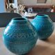 Pair of vases shaped ball stylish Asian. Glazed ceramic