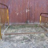 Old bed napoleon iii in gilded brass on wheels